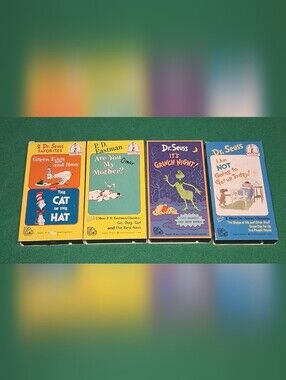 4 Dr. Seuss VHS Lot Cat in the Hat Green Eggs And Ham it's grinch time